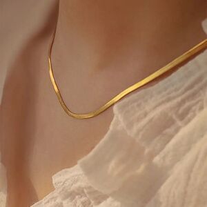 Golden Snake Herringbone Necklace